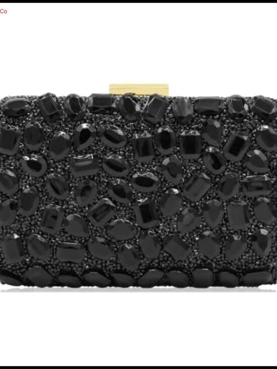 Handbags - Crystal Evening Clutch with Gold Metal Frame Removable Chain
